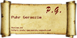 Puhr Geraszim névjegykártya